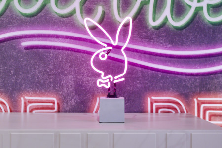Neon-Tischleuchte Bunny Concrete pink