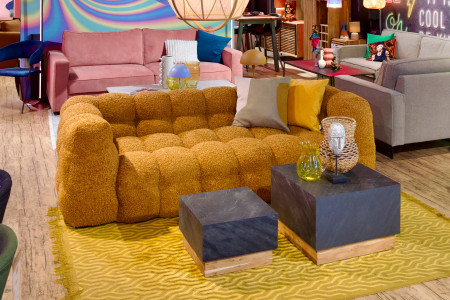Sofa Mano in braunem Teddybezug
