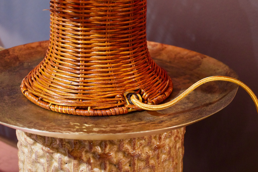 Rattan-Tischleuchte Rantanplan braun