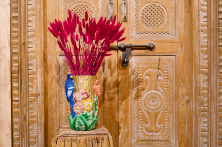 Vase Papagei gold mit 3D-Figuren